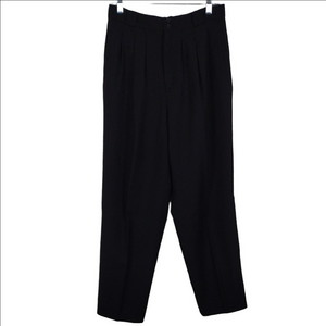 Alanni by Donny Brook Black Wool Pleated Front High Rise Straight Leg Trouser